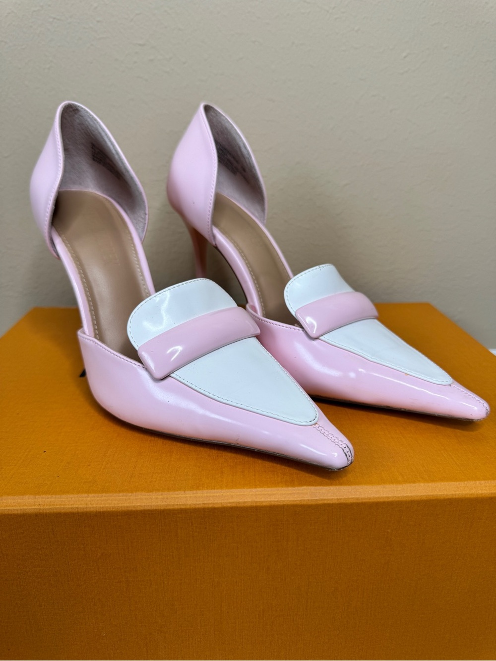 Steve Madden Pink and White Pointed-Toe D'Orsay Pumps